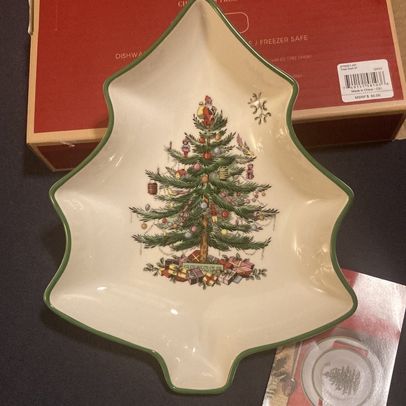 SPODE Christmas Tree Dish Spode Christmas Tree Shaped Dish Fine Earthenware - Picture 8 of 9